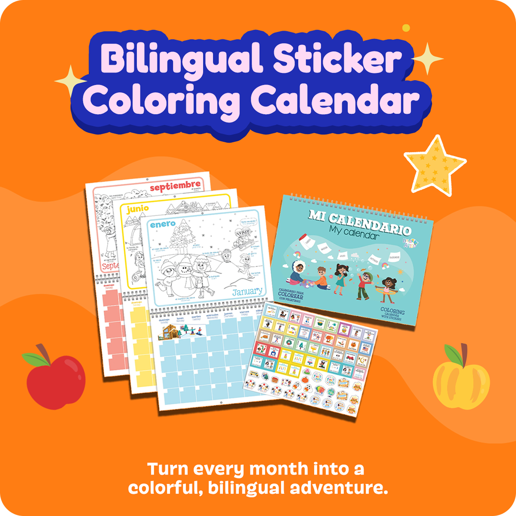 Bilingual Sticker Coloring Calendar