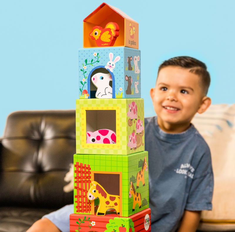 Bilingual Farm Animal Nesting Blocks